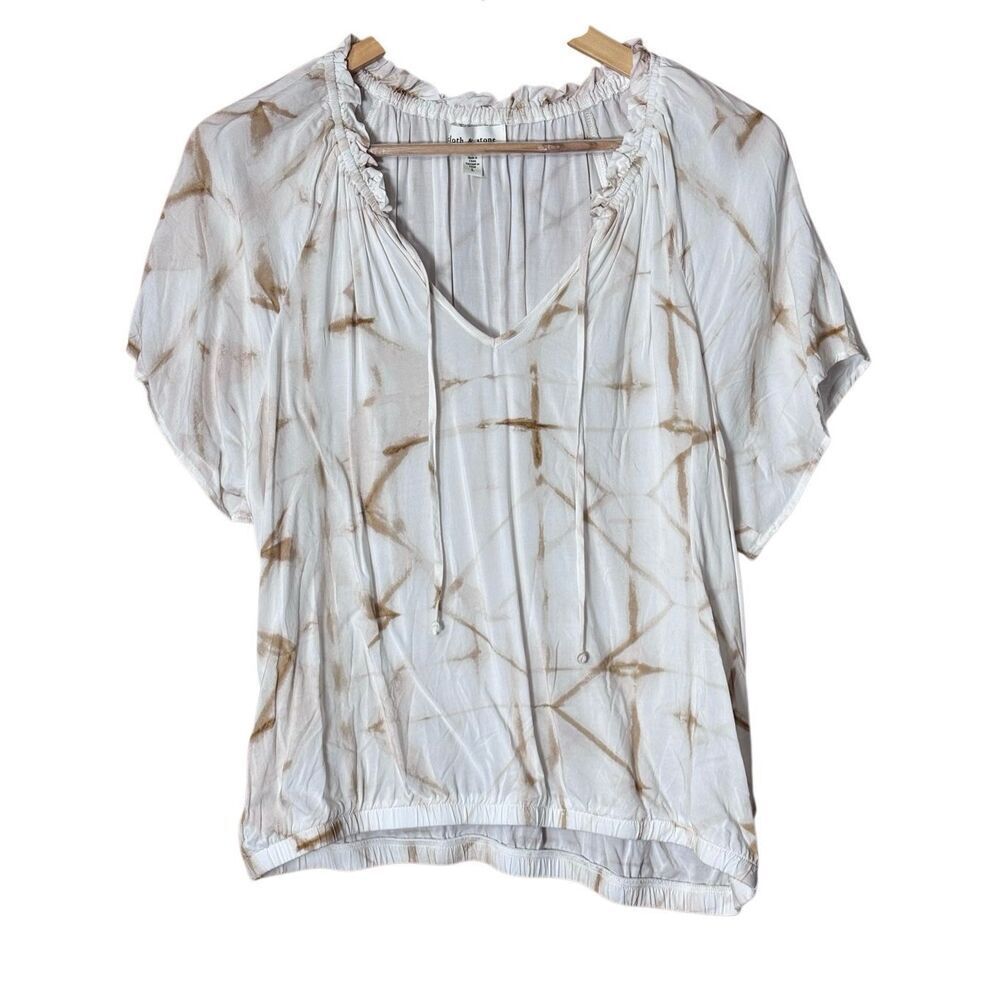 Anthropologie Cloth & Stone large Tie Neck Peasant Top